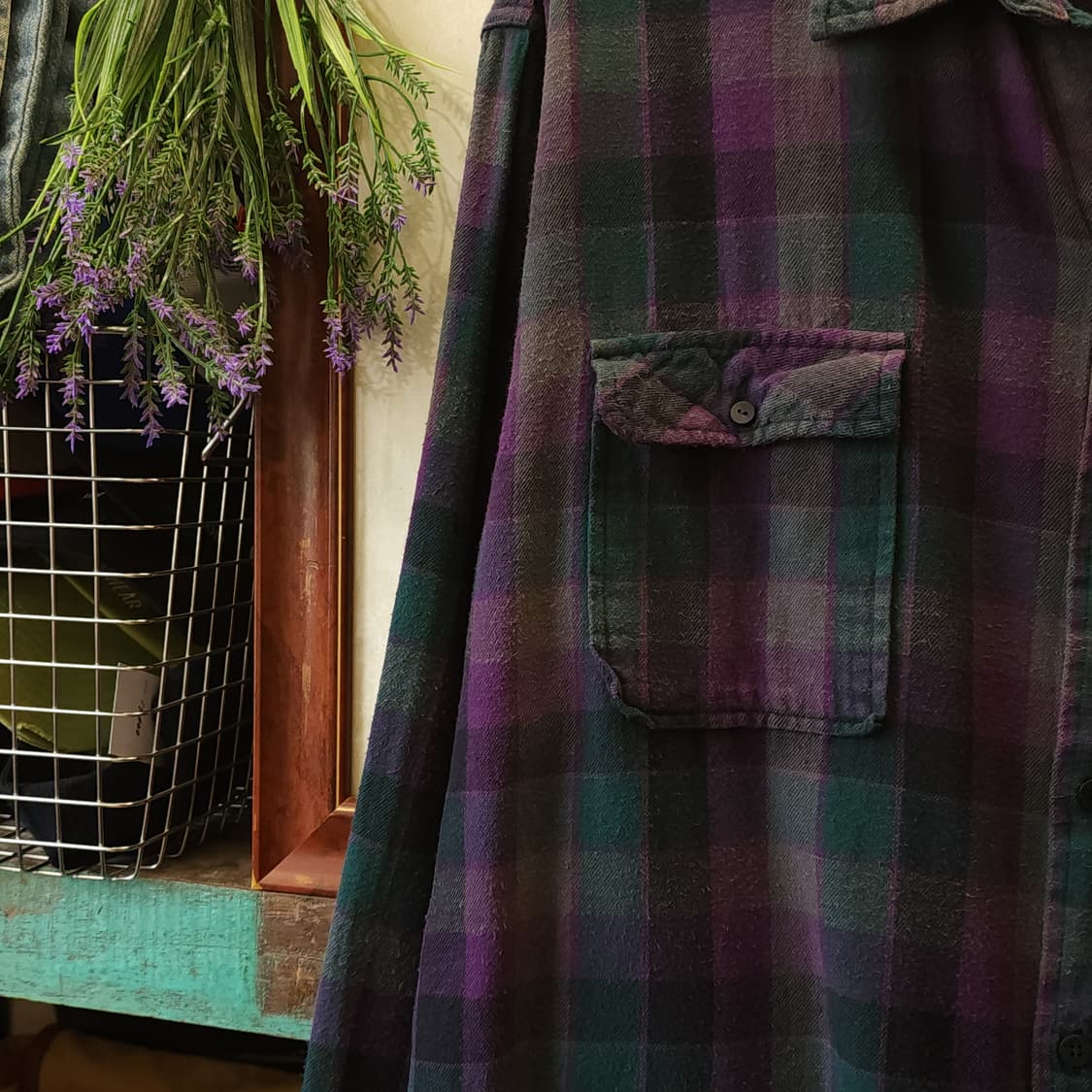 90s 아메리칸 빈티지 체크셔츠 플란넬 셔츠 퍼플 xxl 상품이미지6