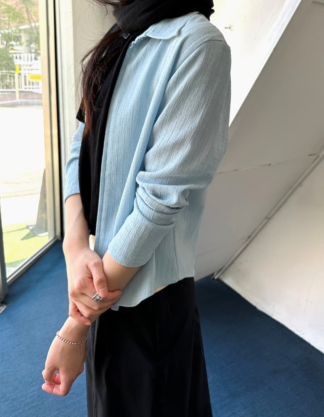 Design volume fabric zip easy shirket 상품이미지7