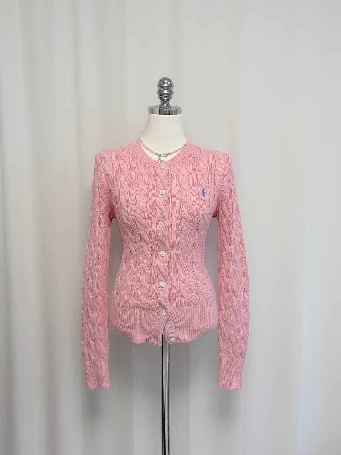 폴로랄프로렌 케이블 핑크 가디건 정품 상품이미지5
