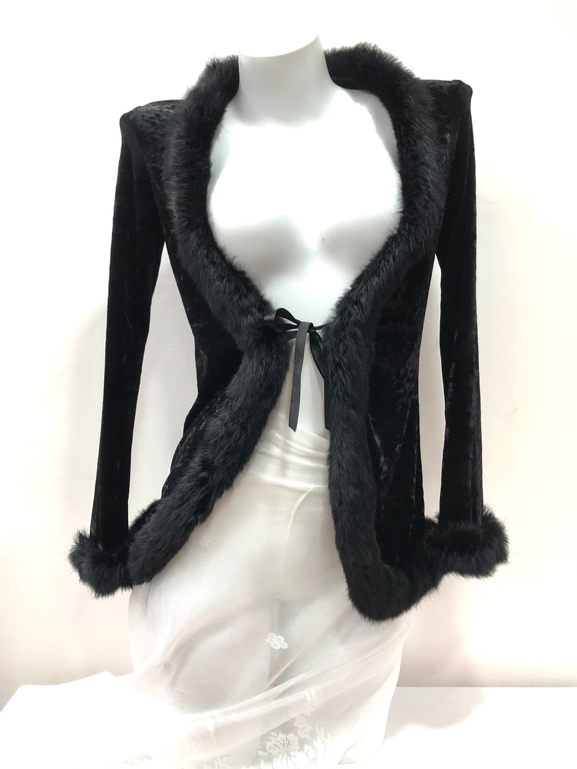 velvet fur trim cardigan 상품이미지1