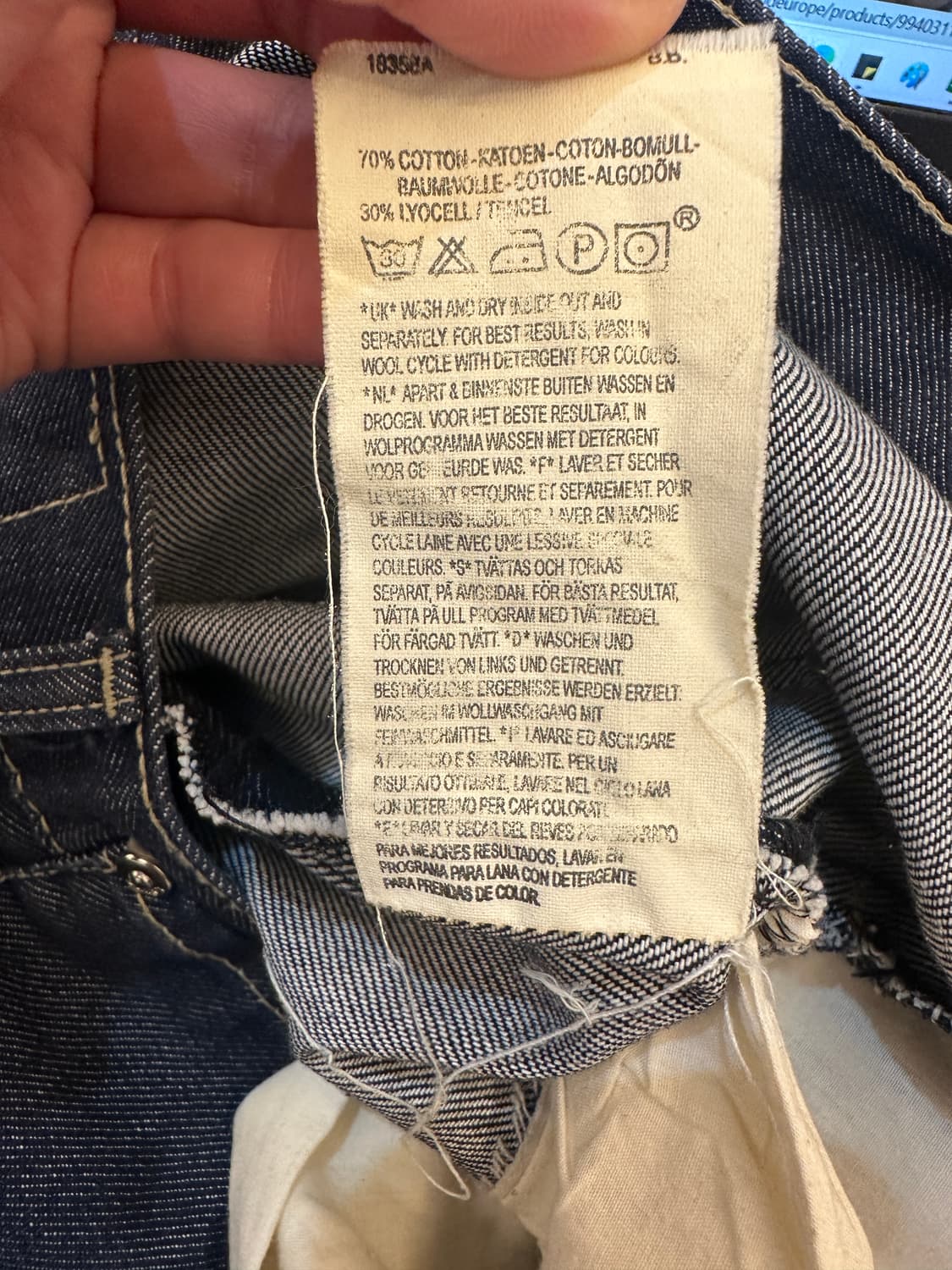 32)리바이스 엔진 사선 절개 진청 데님 청바지 상품이미지5