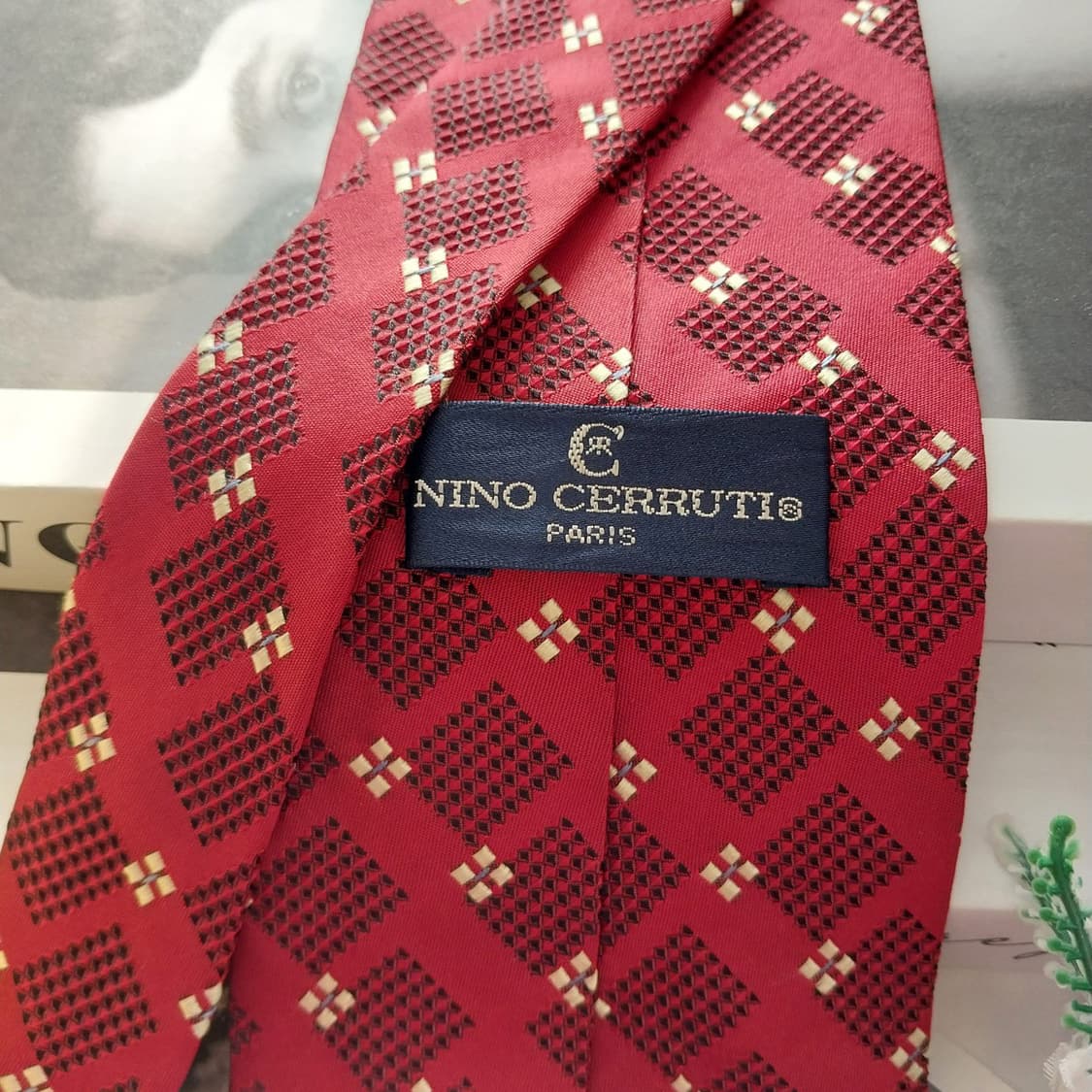NINO CERRUTI 세루티 실크 와인레드 자카드 넥타이 9.8cm A 상품이미지7