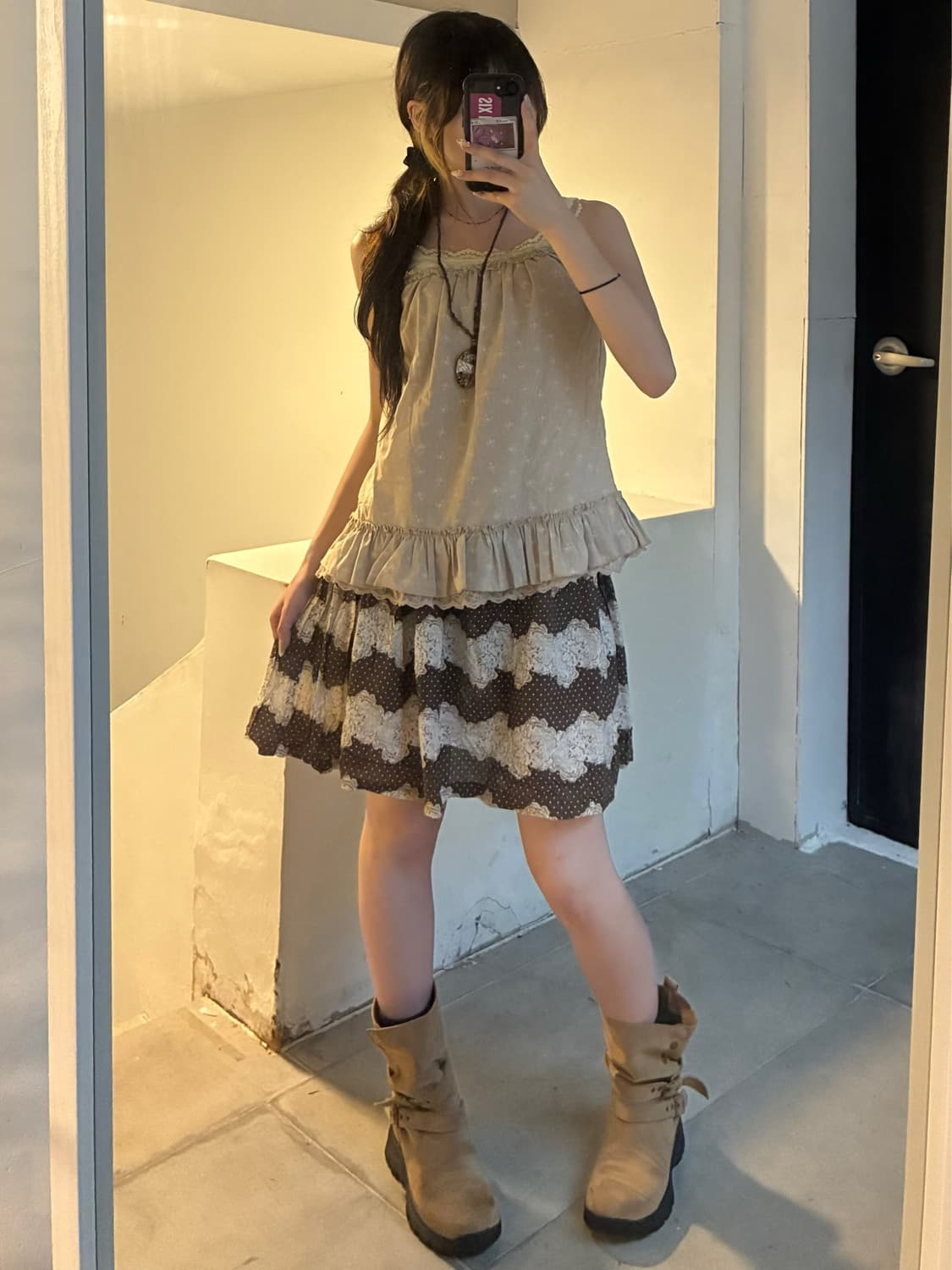 M)Chalra For Lds 빈티지 여성 레이스 디테일 화이트 나시 상품이미지8