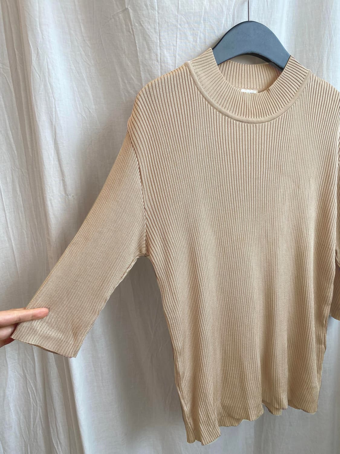 베이지 7부 니트탑(L) 상품이미지6