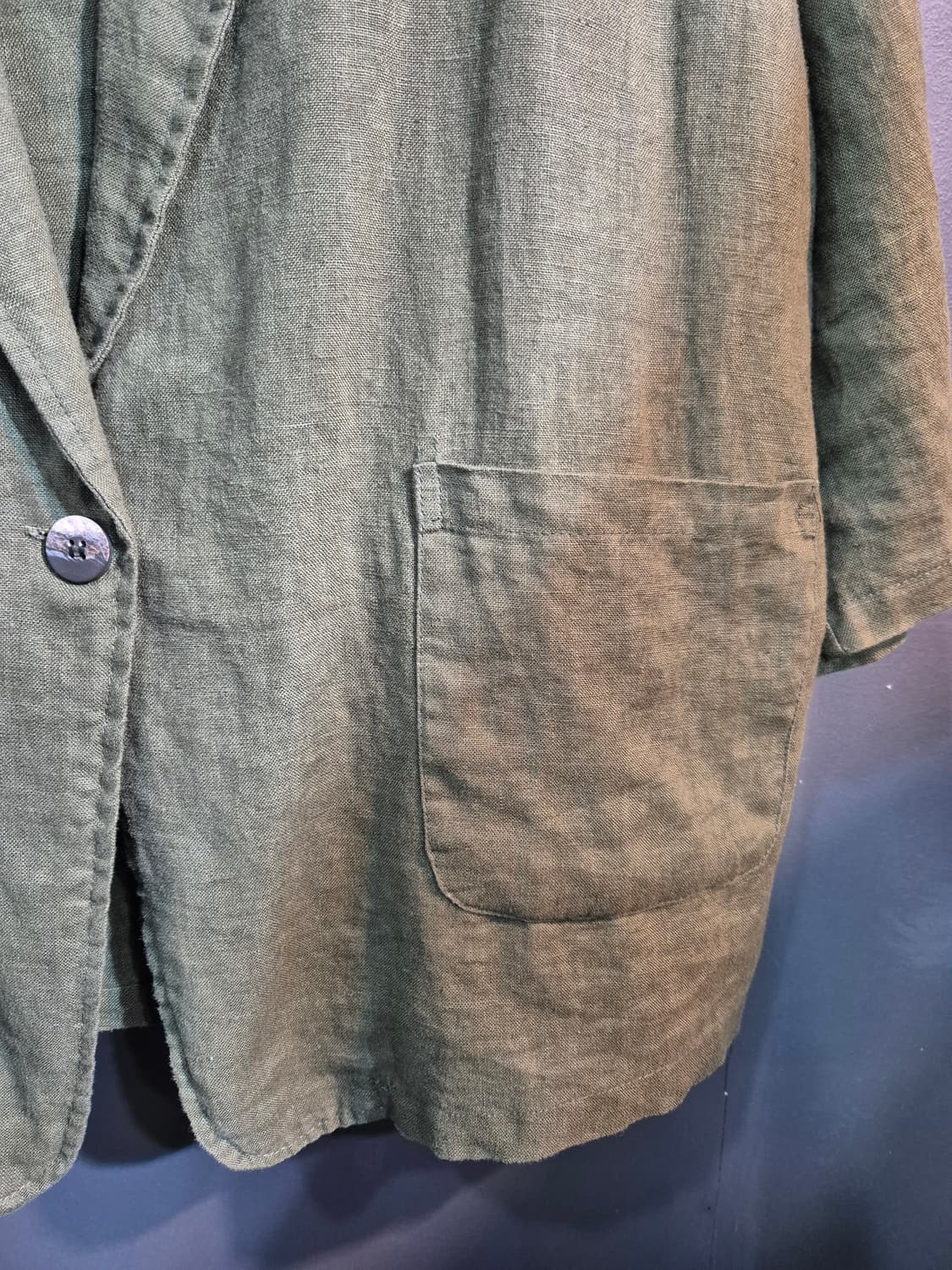 면린넨 혼방 자켓 카키색 S 상품이미지4