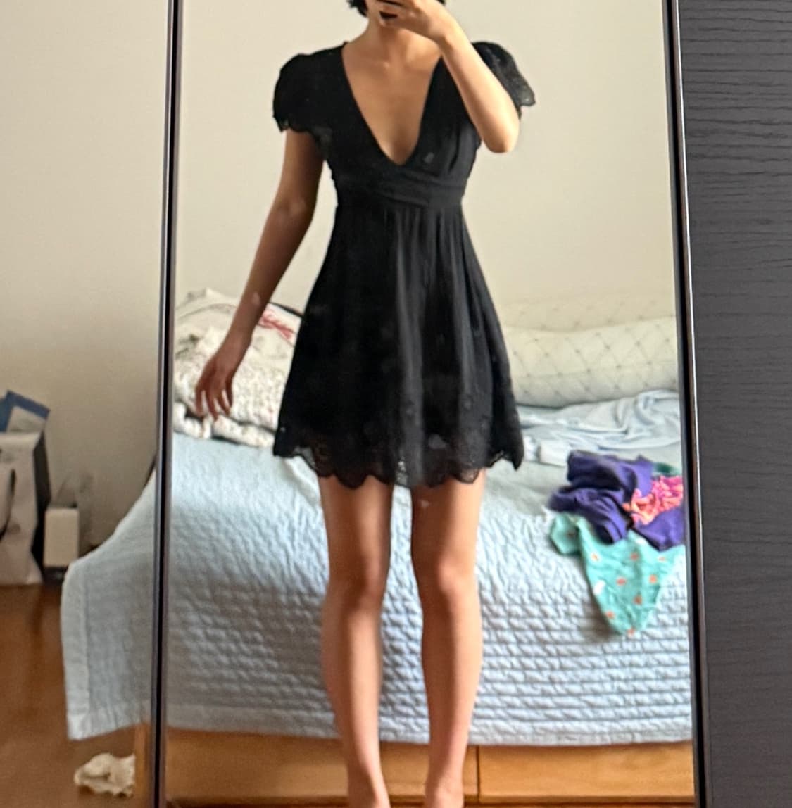 브이넥 블랙 레이스 원피스 브랜디멜빌st 브이넥 black 상품이미지1