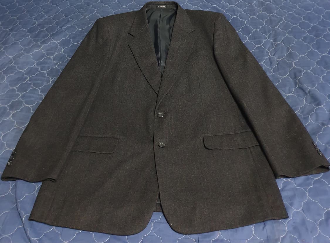 (빈티지) 비리디언 램스울100% 스트라이프 파워숄더 블레이저 (XL) 상품이미지1