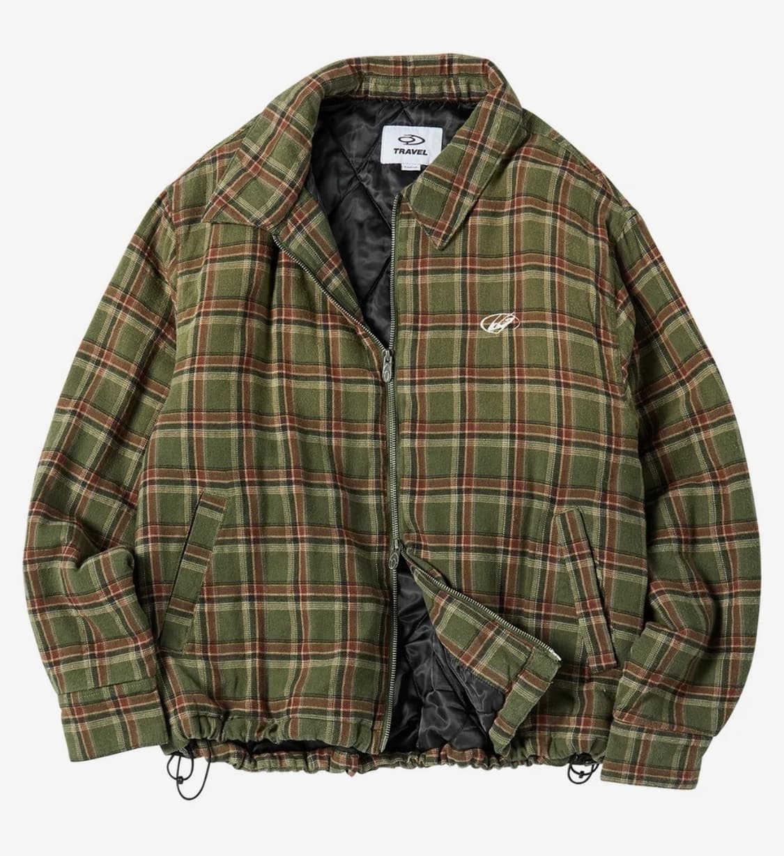 트래블 스프레이 체크 라이트 패딩 자켓 그린 상품이미지2