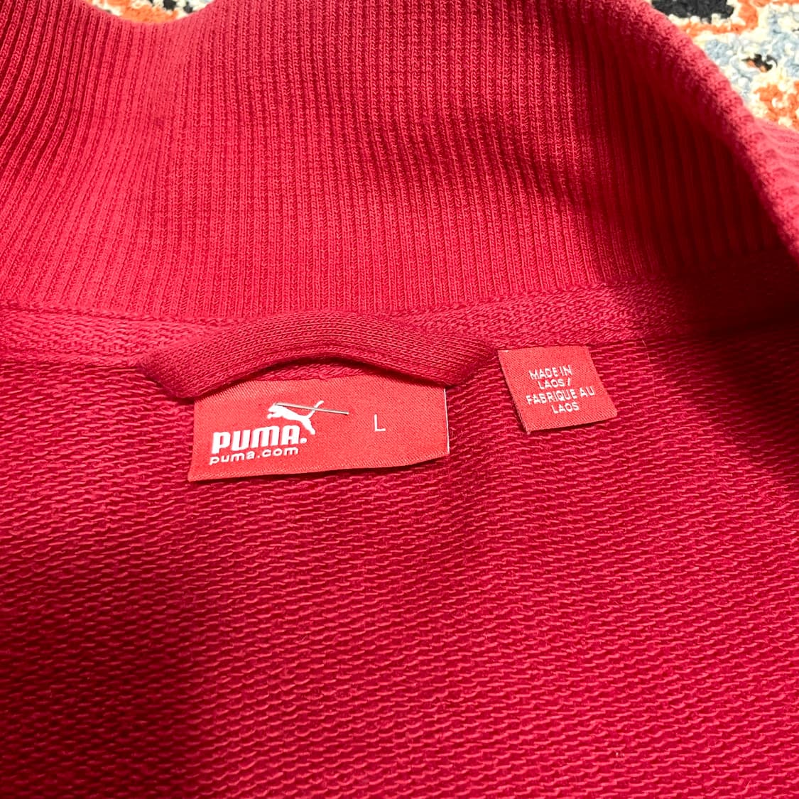 푸마 스펠로고 레드 코튼 집업져지 남성L  상품이미지4