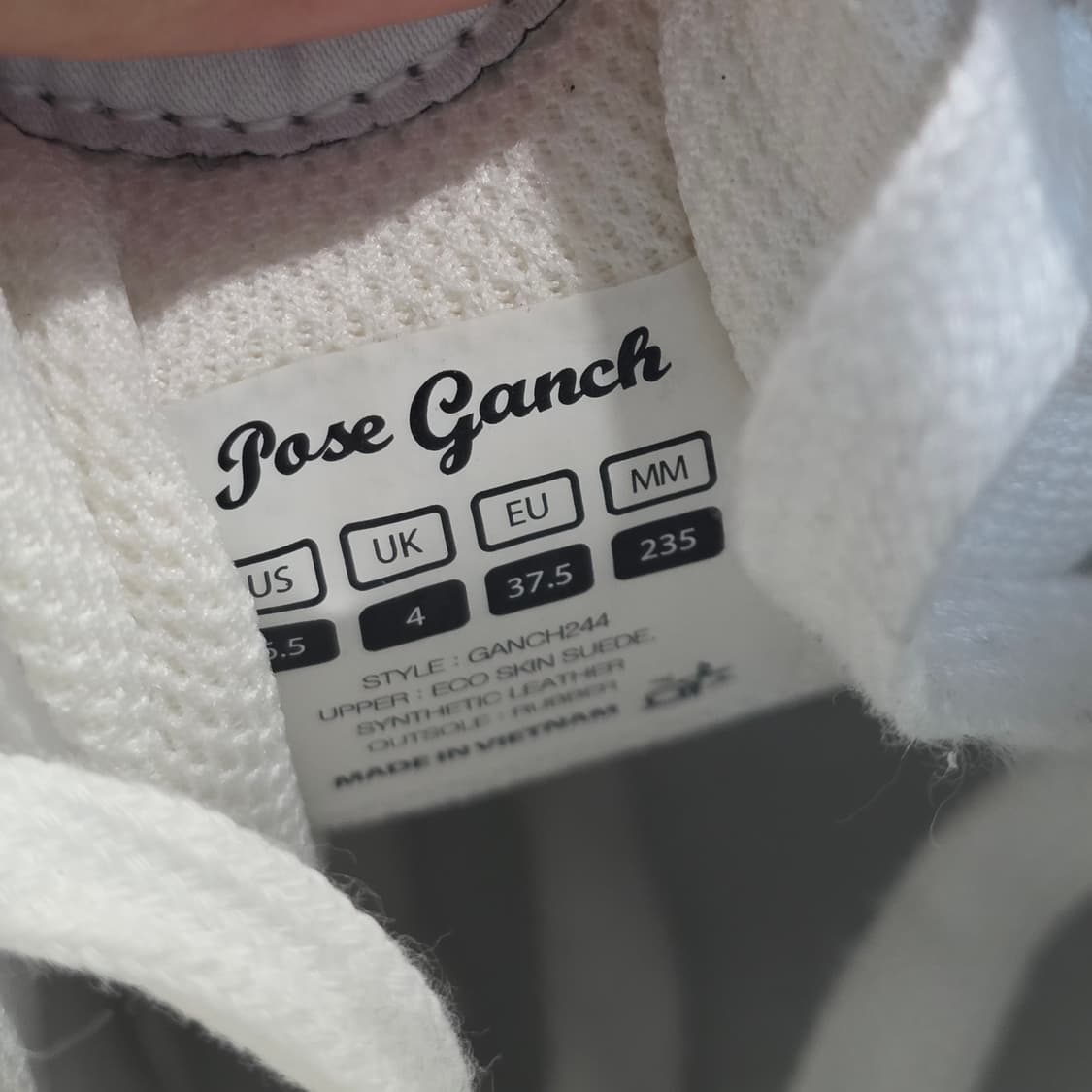 7a-3:포즈 갠치 에코 스웨이드 플랫폼 스니커즈 화이트 블랙 235mm 상품이미지9