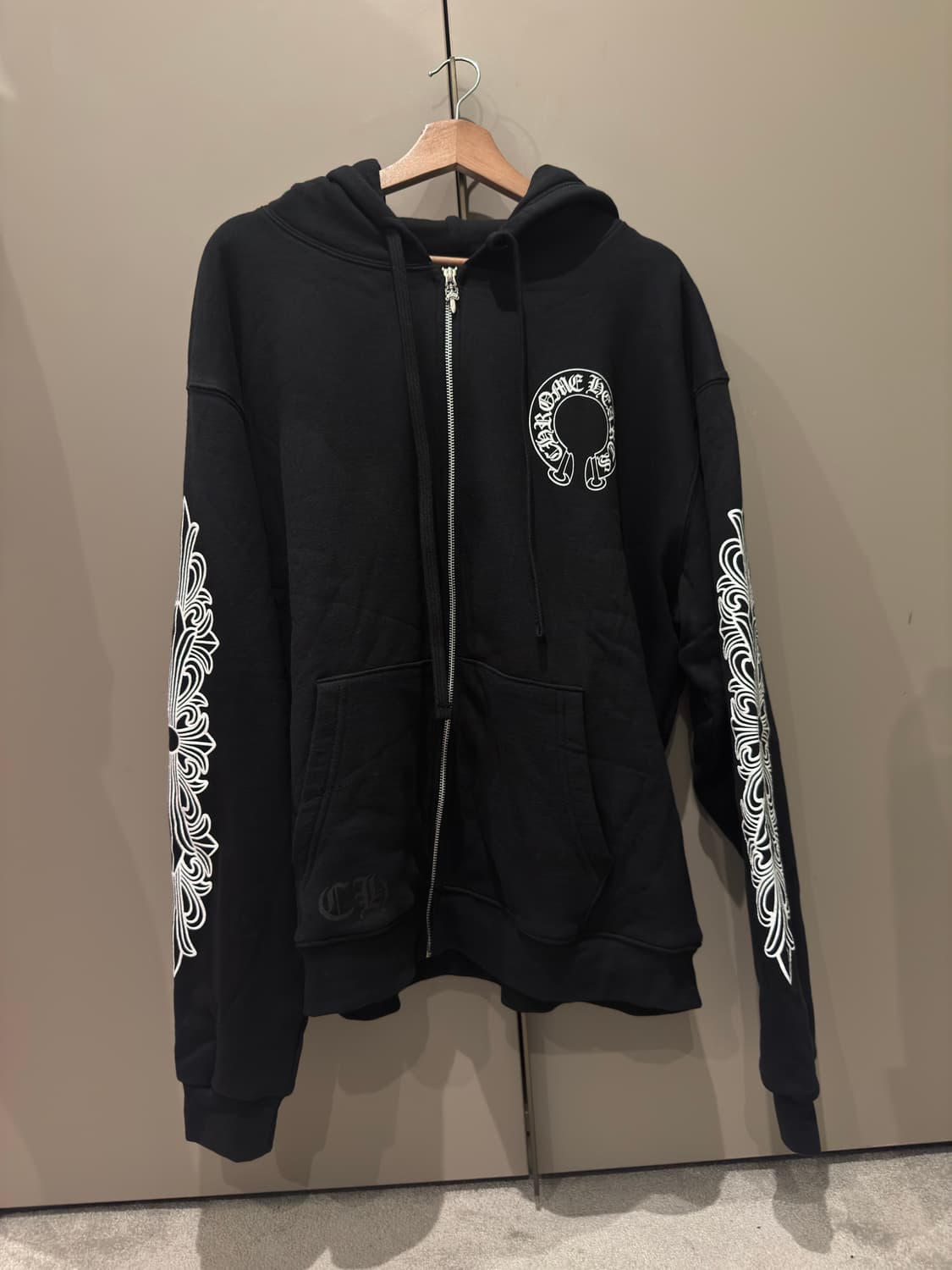 L XL 새상품 크롬하츠 홀스슈 플로랄 써멀 후드집업 풀 구성품 상품이미지1