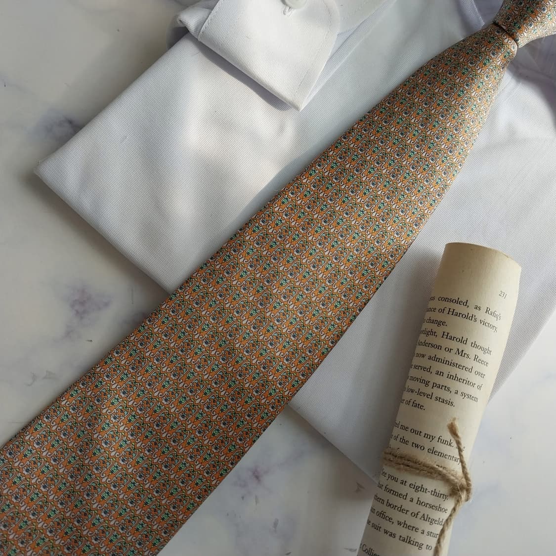 키미지마 실크 오렌지 패턴 넥타이 8.8cm A+등급 K2432 상품이미지6