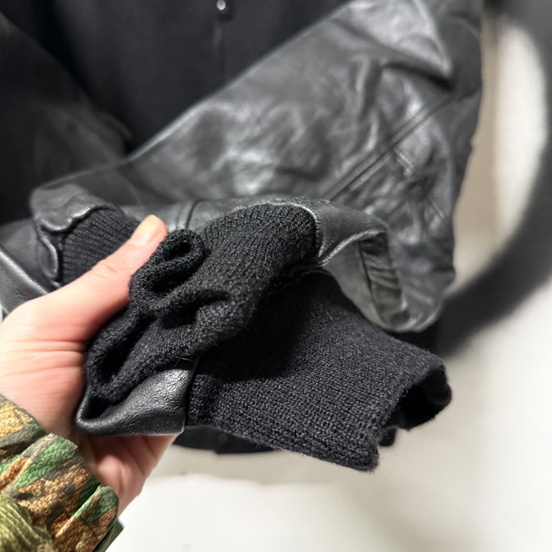 VTG 빈티지 하드락 카페 자수 패치 소가죽 레더 암 바시티 자켓 상품이미지3