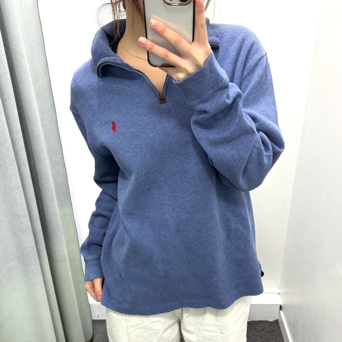 폴로 블루 반집업 니트 상품이미지2