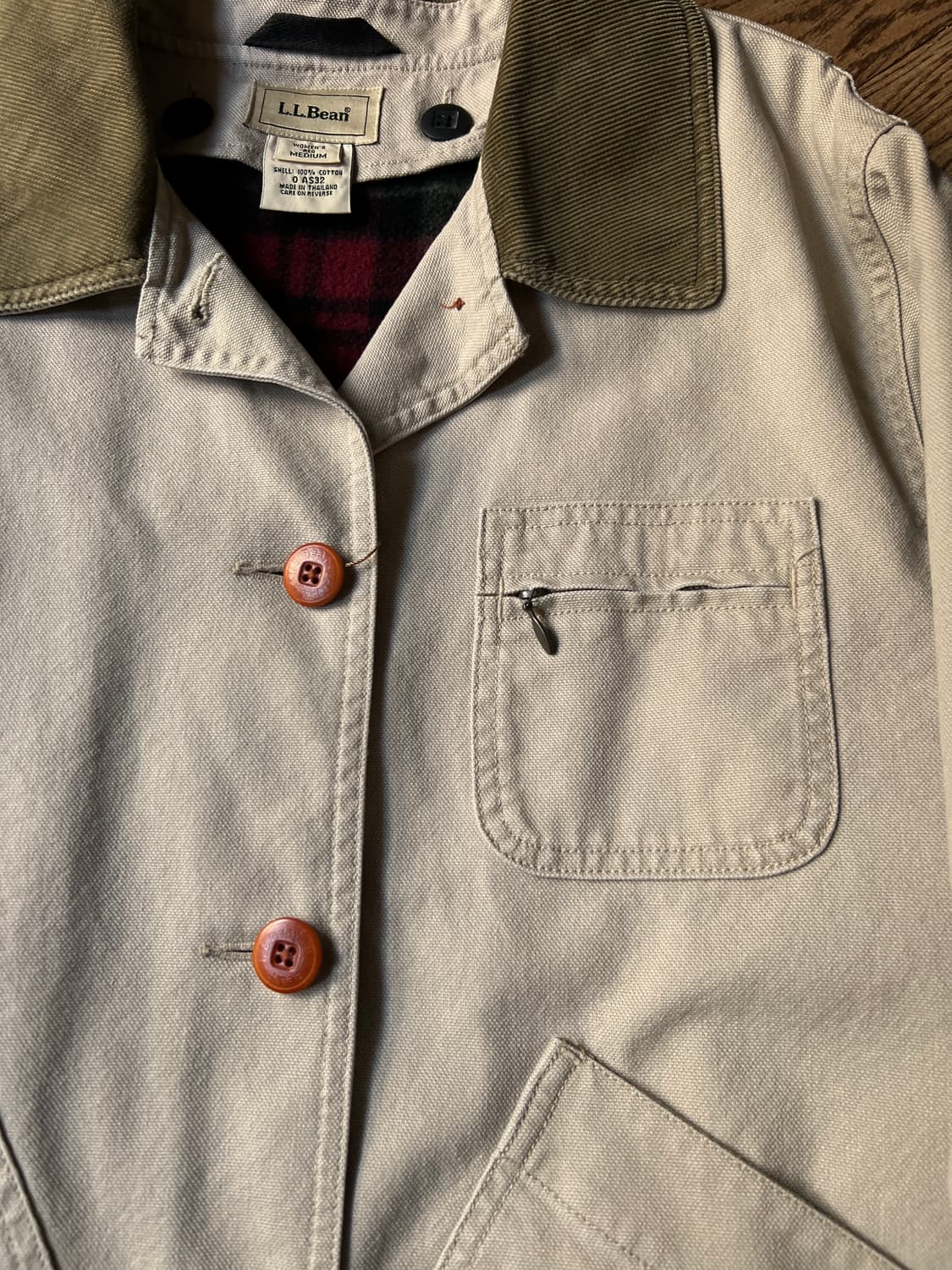 [M]엘엘빈 USA 우먼스 체크 라이닝 아이보리 헌팅 자켓 상품이미지3