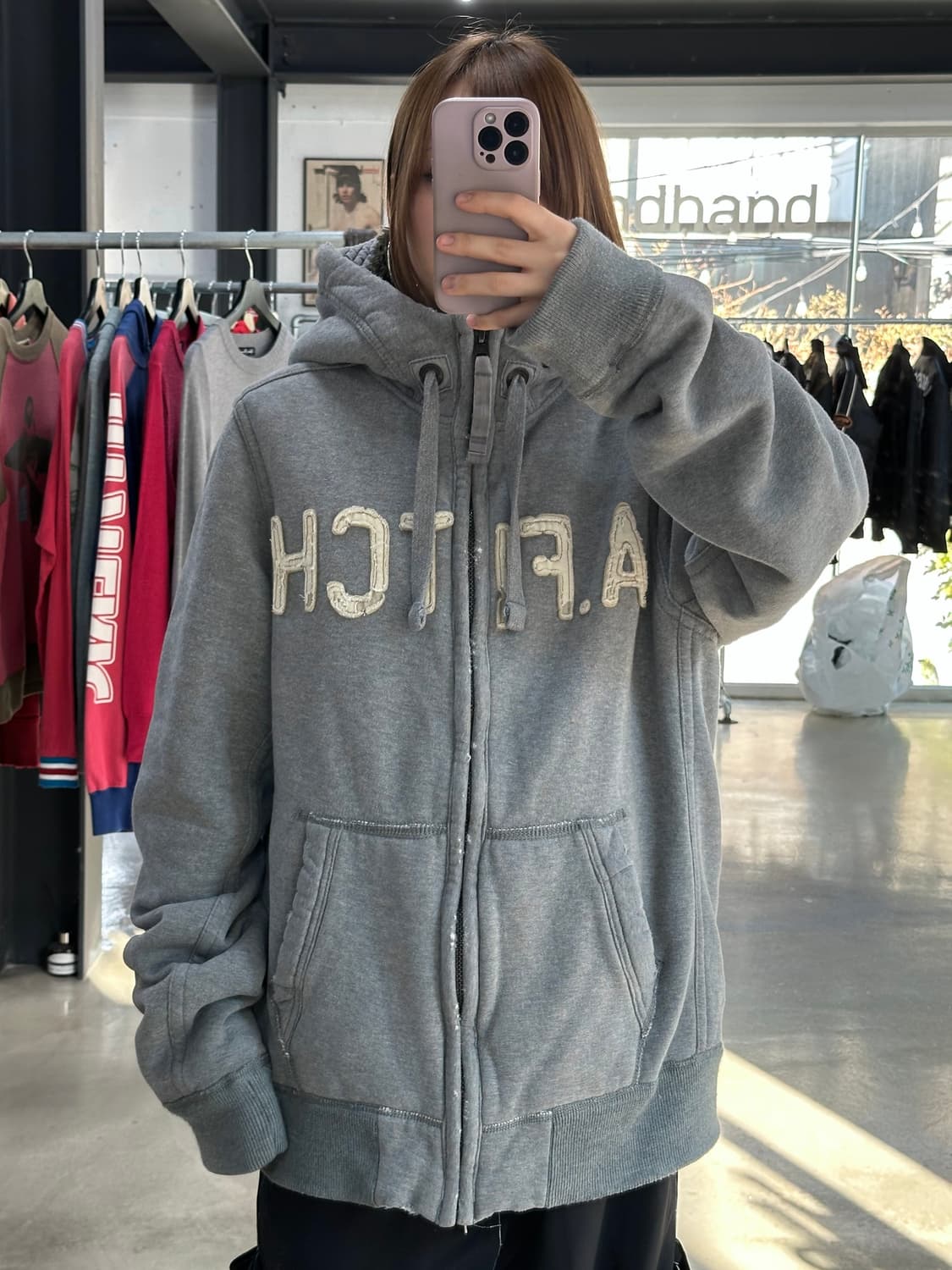 아베크롬비 데미지 울프죠 후드자켓 XL 상품이미지2