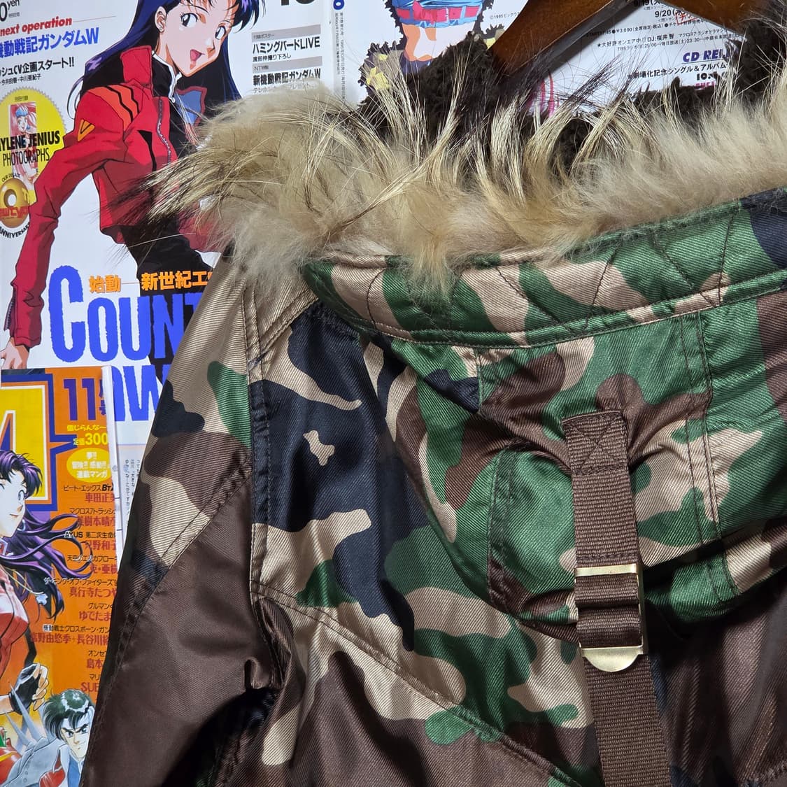 빈티지 카모 밀리터리 퍼 후드 패딩 점퍼 상품이미지7