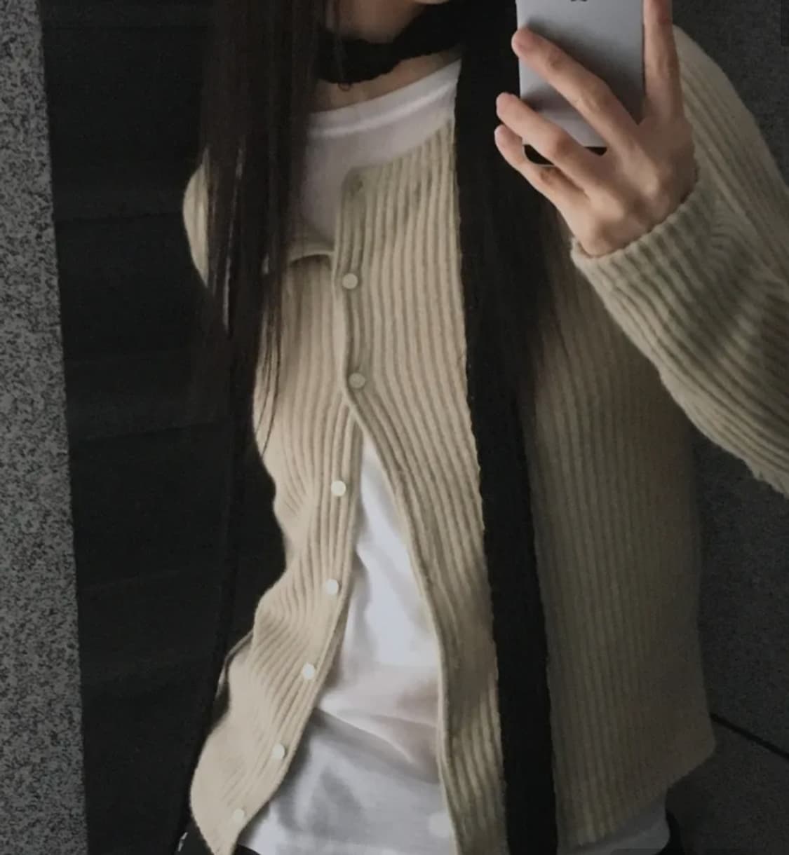 칙스 컴팩트 니트 가디건 베이지 골지 스웨터 chicks 상품이미지1