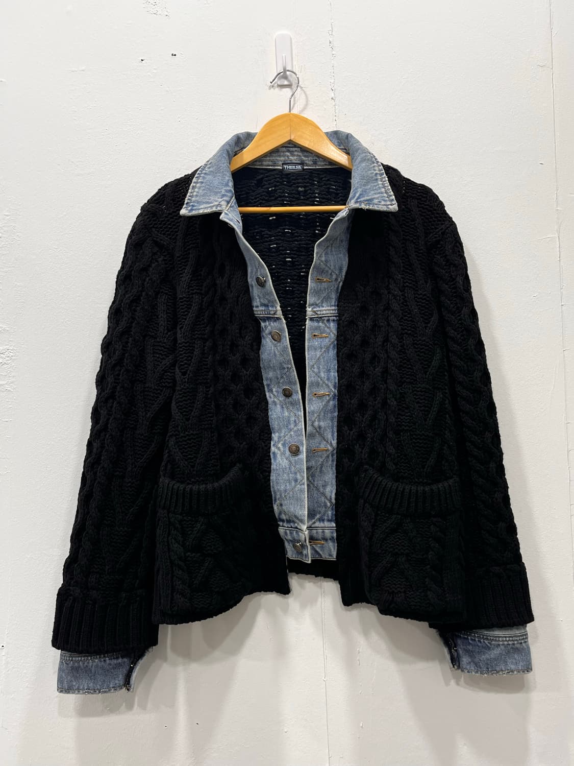 더일마 블랙 꽈배기 니트 데님 자켓 여성 F 상품이미지2