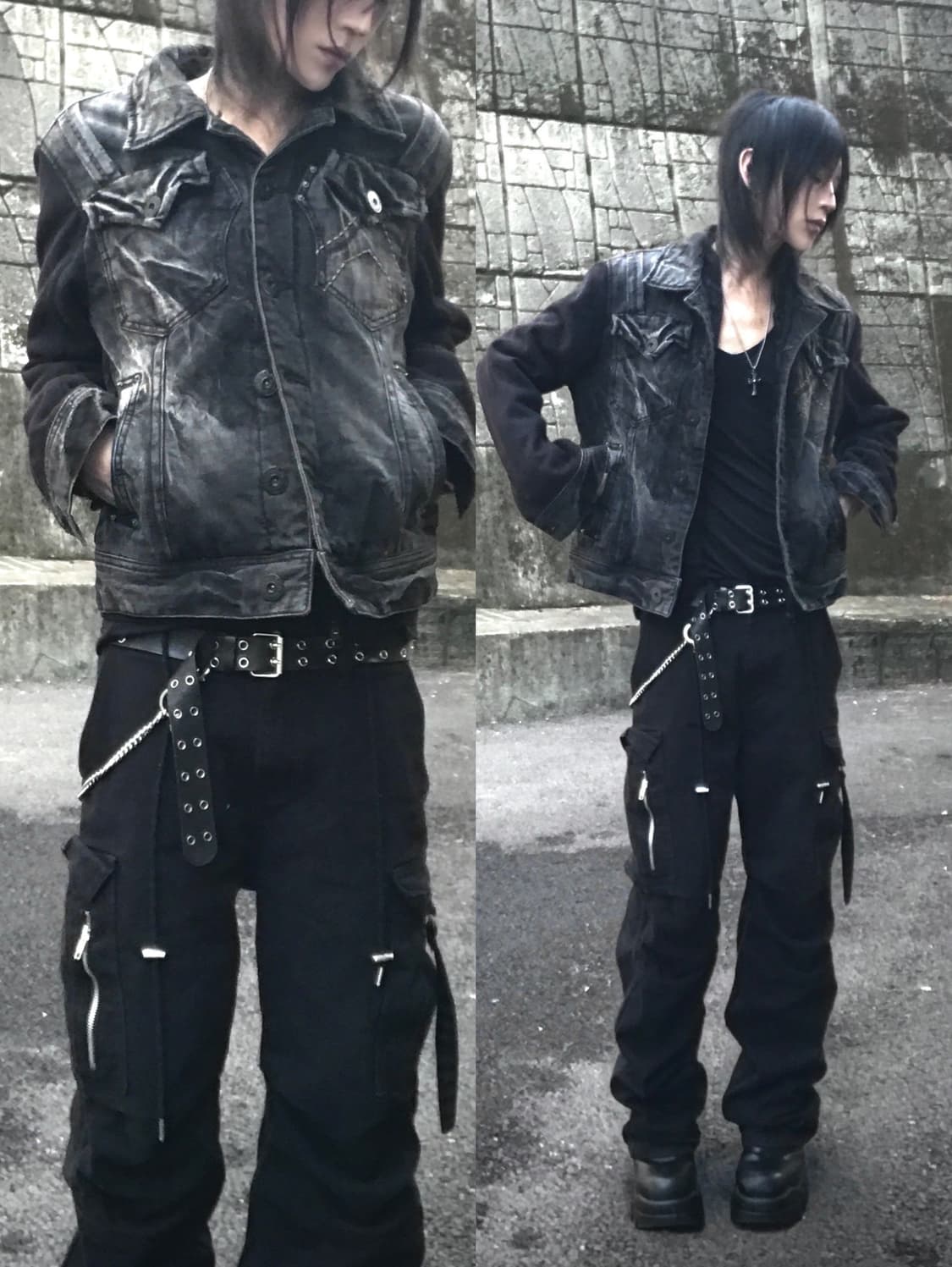 crack denim fur jacket 상품이미지1