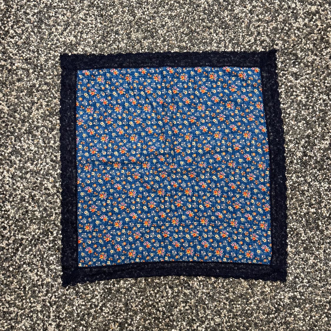 빈티지 레이스 트림 플로럴 스카프 반다나 (62x59cm)  상품이미지1