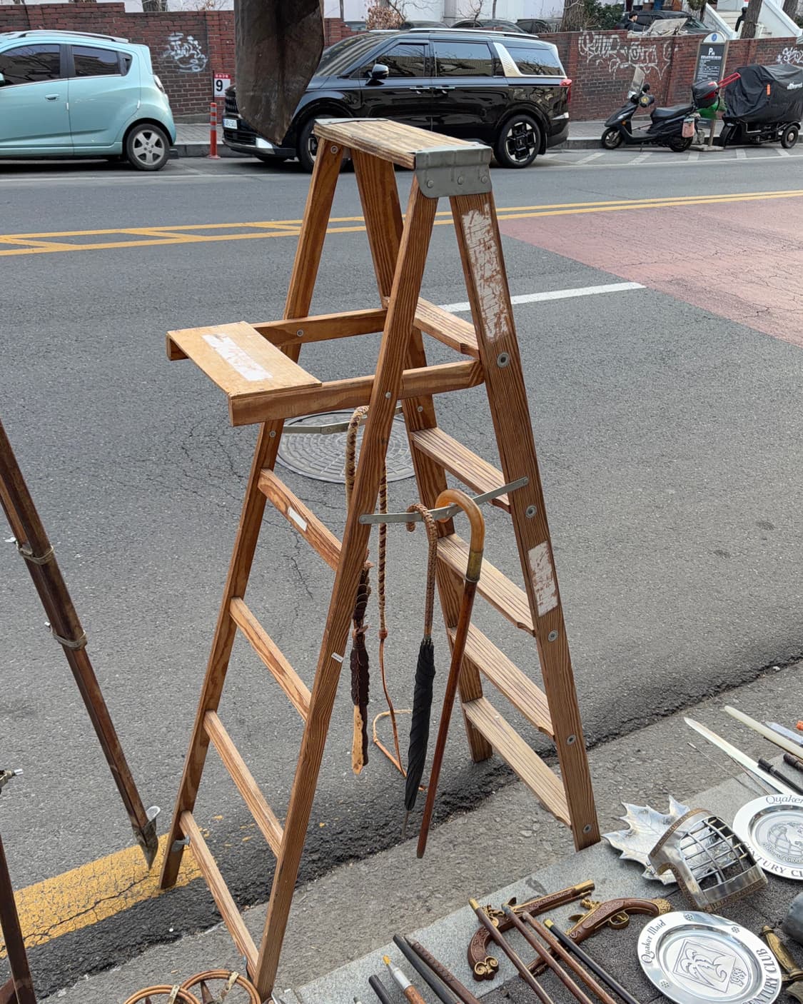 빈티지 소품 6ft 미국 나무 사다리 상품이미지1