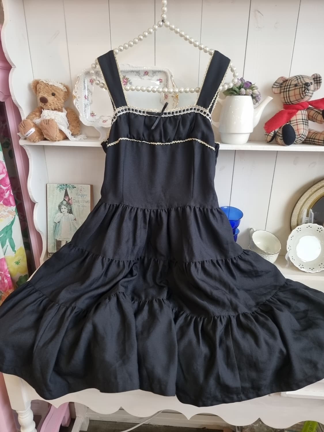 Emily Temple Cute 블랙 리본 티어드 원피스 상품이미지3