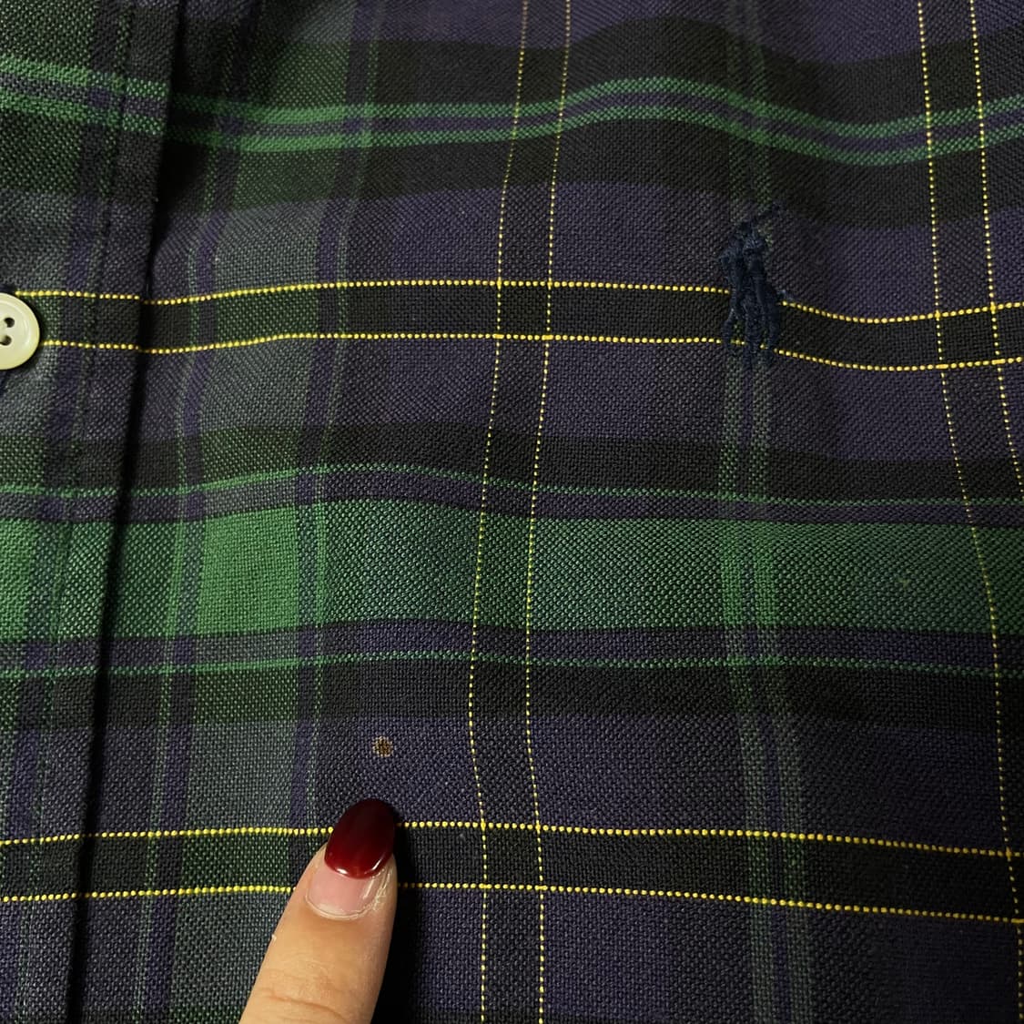 폴로 랄프로렌 퍼플 그린 체크 패턴 긴팔 셔츠 L 상품이미지5