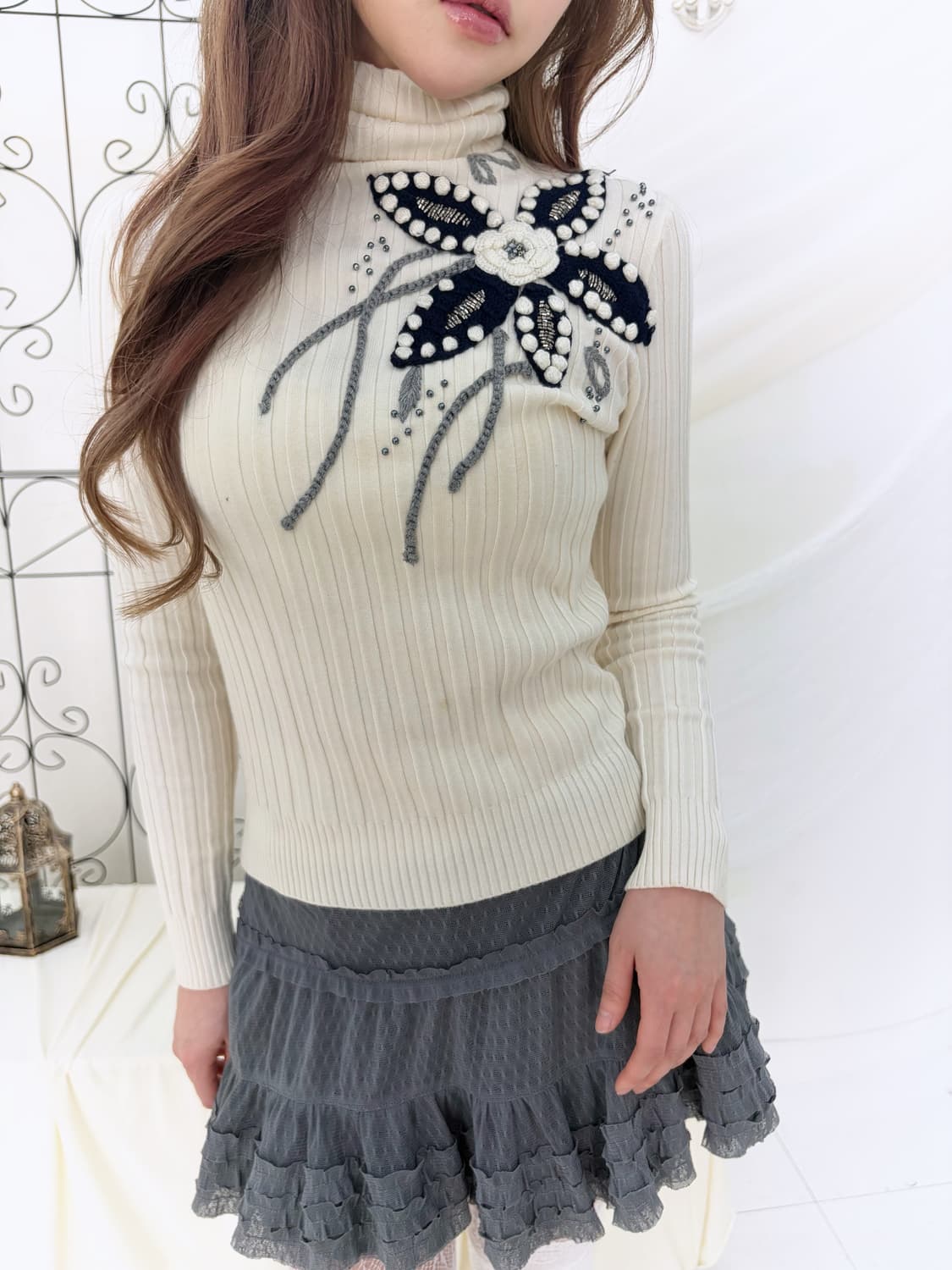 아이보리 플라워 니트 상품이미지5