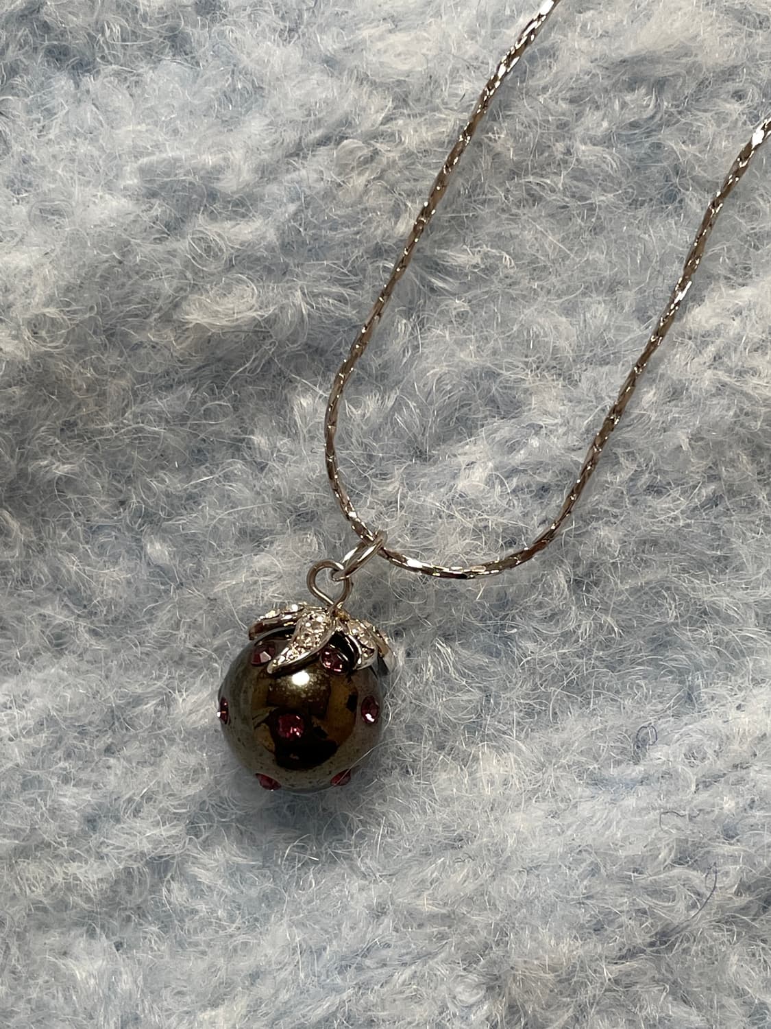 빈티지 갸루 핑크 큐빅 딸기 목걸이 상품이미지1