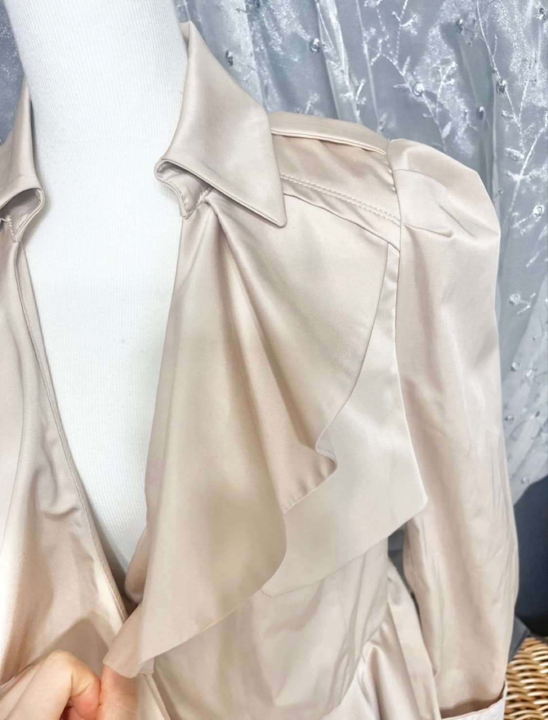 에고이스트ㅡ 러플카라 트렌치 하프코트 66/새거수준/셔링장식 상품이미지5