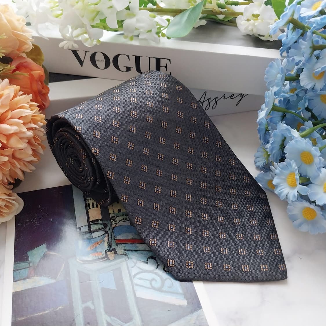 브룩스 브라더스 실크 그레이 자카드 넥타이 8.4cm A+등급 K1484 상품이미지2