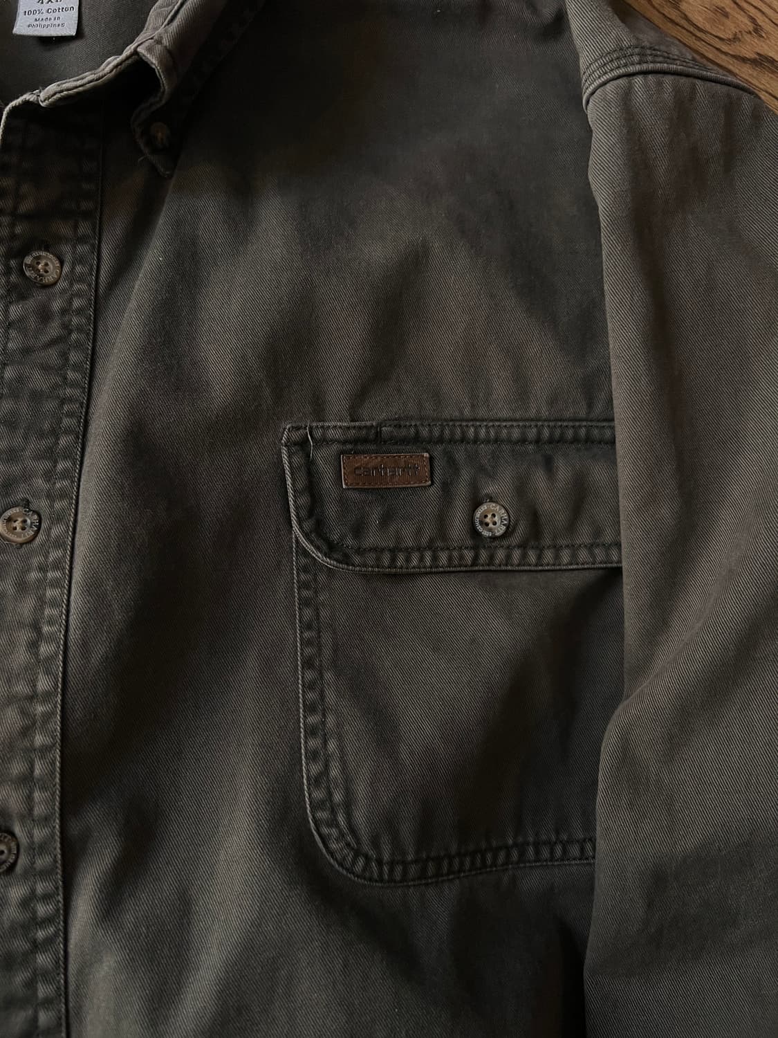 [4XL]칼하트 USA 2포켓 모스그린 코튼 워크 셔츠 상품이미지3