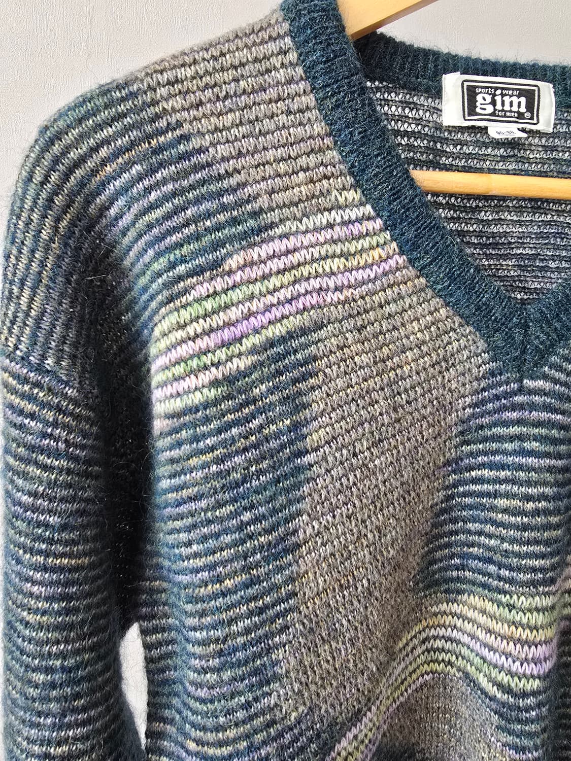 일본 GIM 빈티지 울혼방  V넥 스웨터 L  상품이미지2