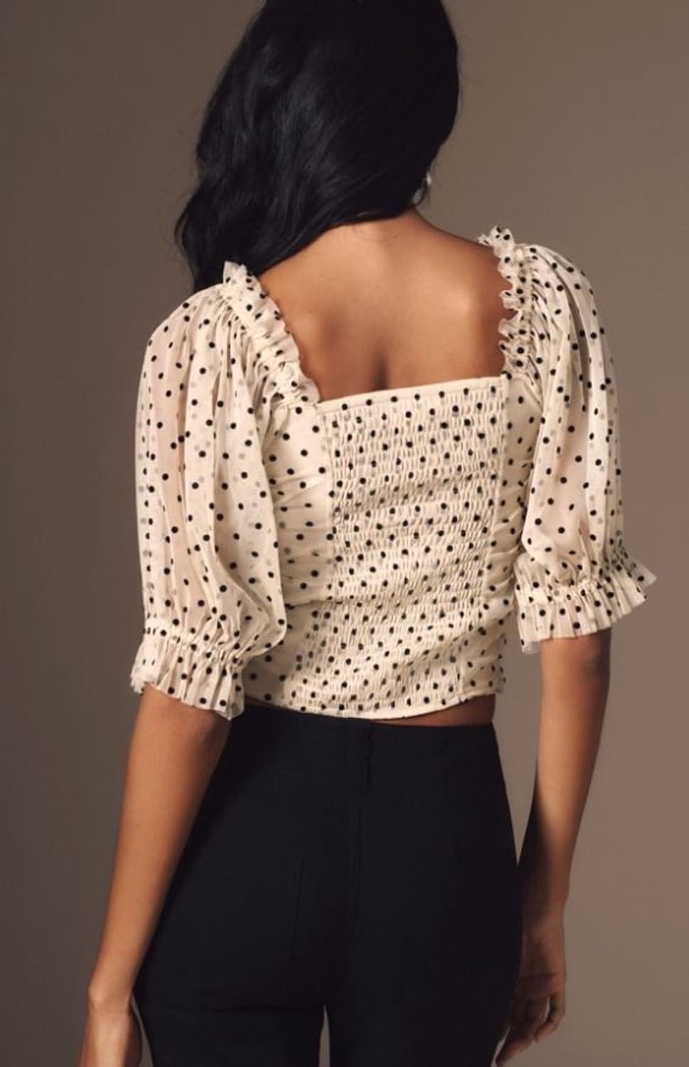 H&M 매쉬 도트 크롭 블라우스 상품이미지2