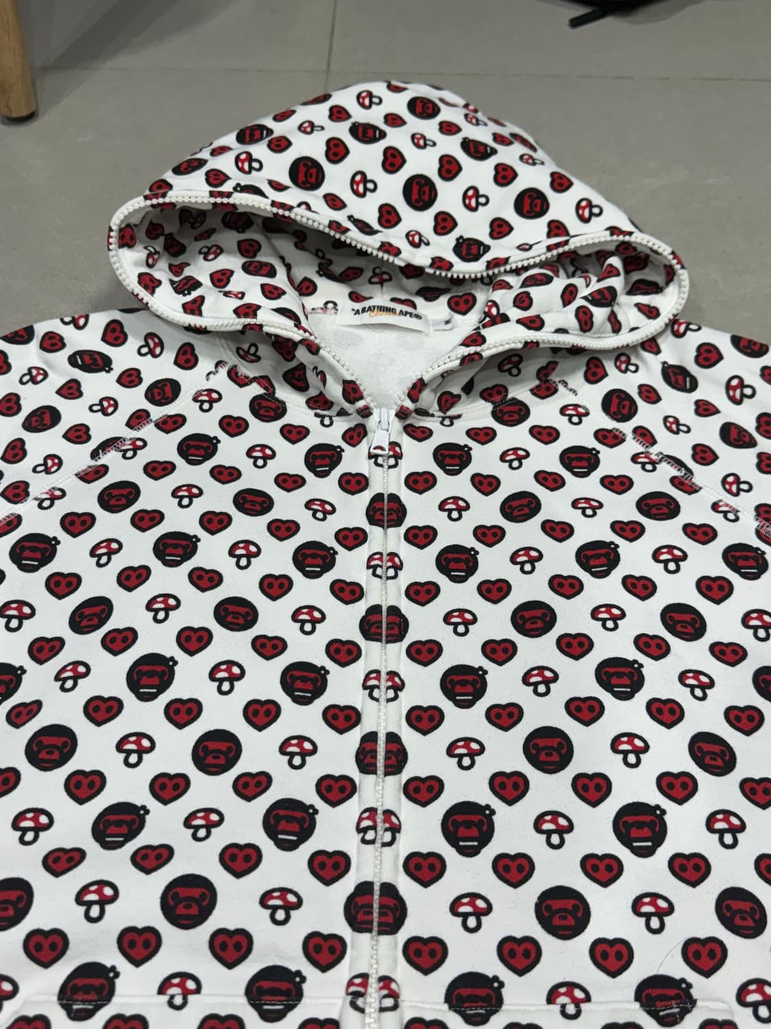 니고 시절 진짜 베이프 마일로 하트 버섯 모노그램 후드 집업 자켓 상품이미지5