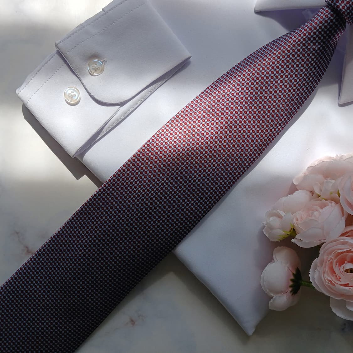 브리오니 실크 블루 와인 패턴 넥타이 8cm S~A+등급 E906 상품이미지6