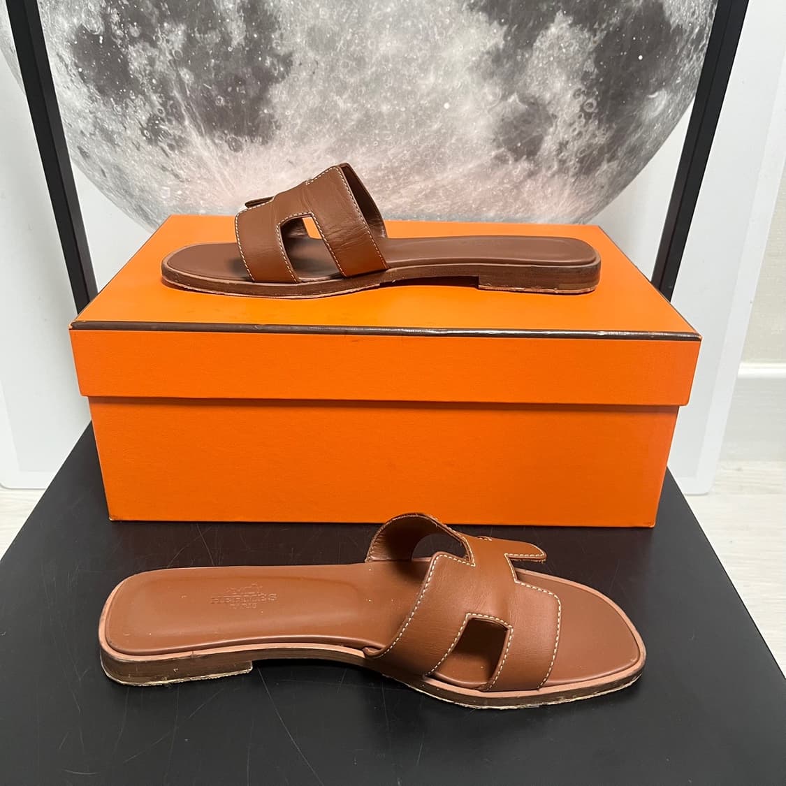 정품 37.5) 에르메스 오란 샌들 브라운 슬리퍼 235~240 상품이미지3