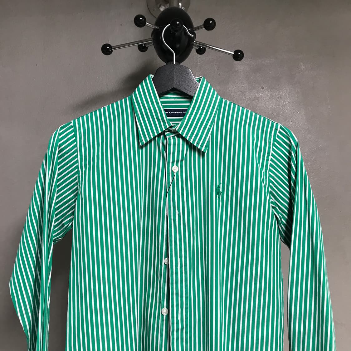 폴로 랄프로렌 스트라이프 셔츠 그린 2(W) 상품이미지2