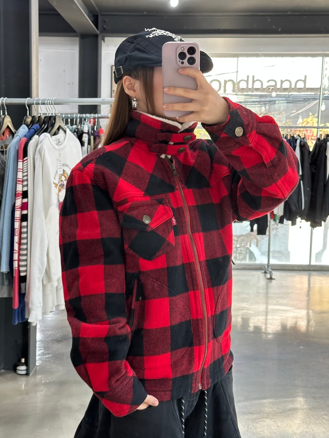 리바이스 타탄체크 하이넥 포켓 울 쉐르파자켓 상품이미지1