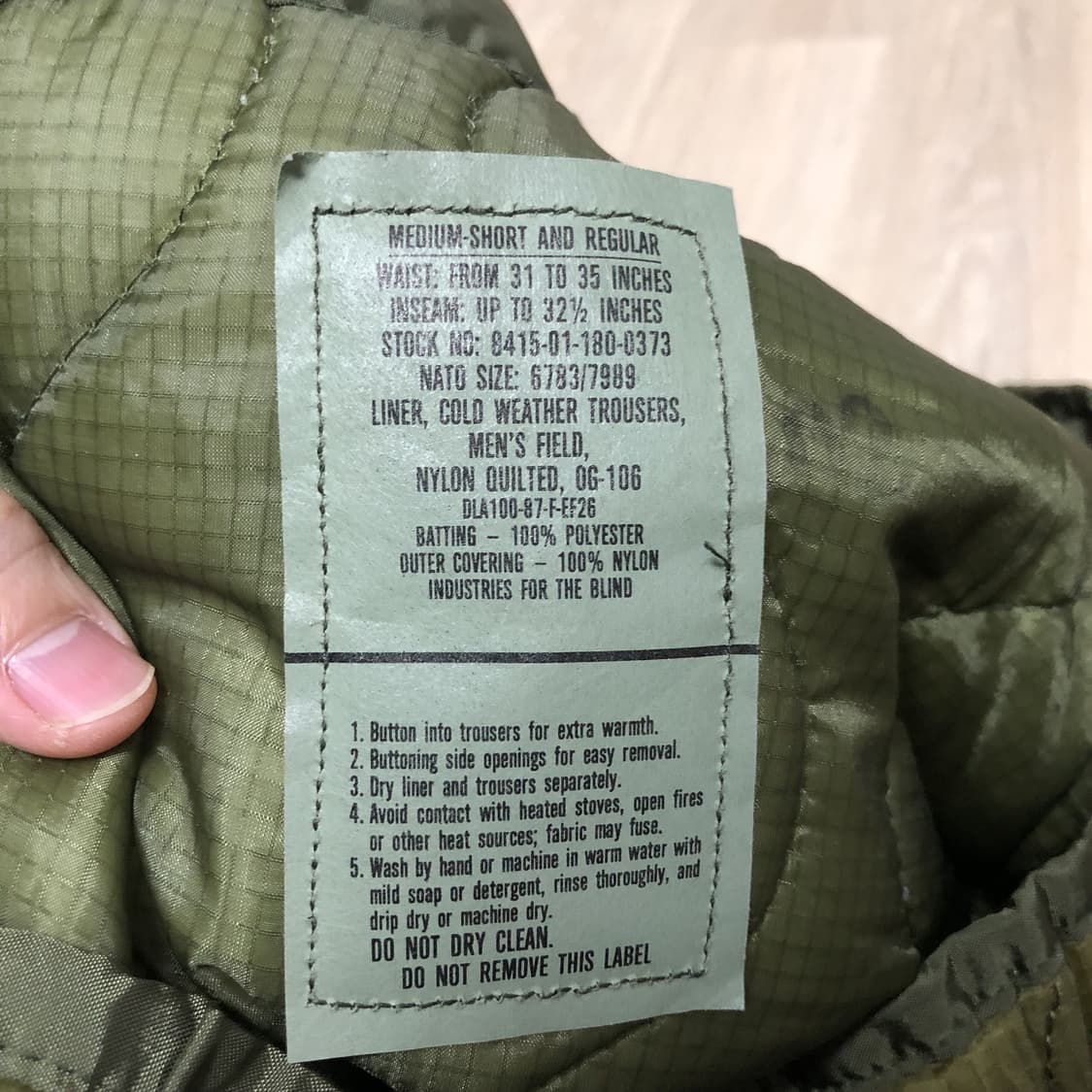 (M / 30) 미군 US ARMY M-65 라이너 깔깔이 팬츠 커스텀  상품이미지6