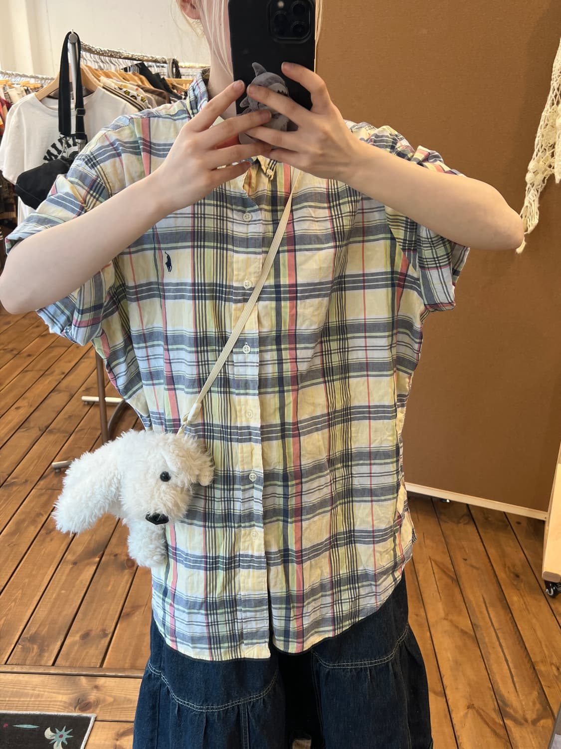 폴로 엘로우 반팔 체크 셔츠 상품이미지1