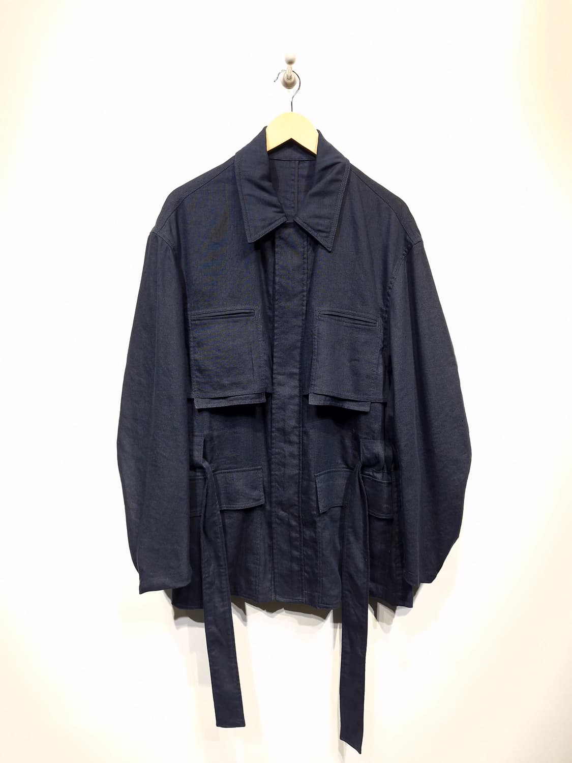 쿠어 COOR 린넨 오버사이즈 벨티드 자켓 네이비_M 상품이미지3