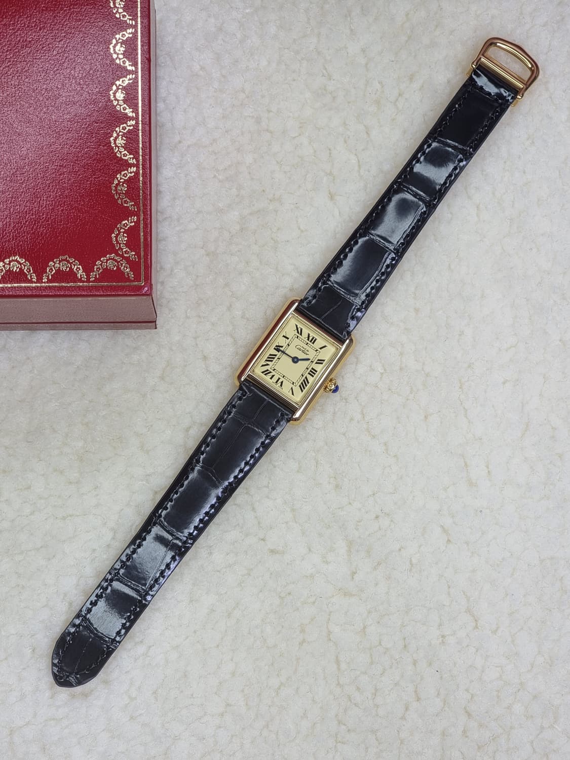 까르띠에 빈티지 탱크머스트 샴페인다이얼 골드 로만 디버클 스몰시계 99년 상품이미지5