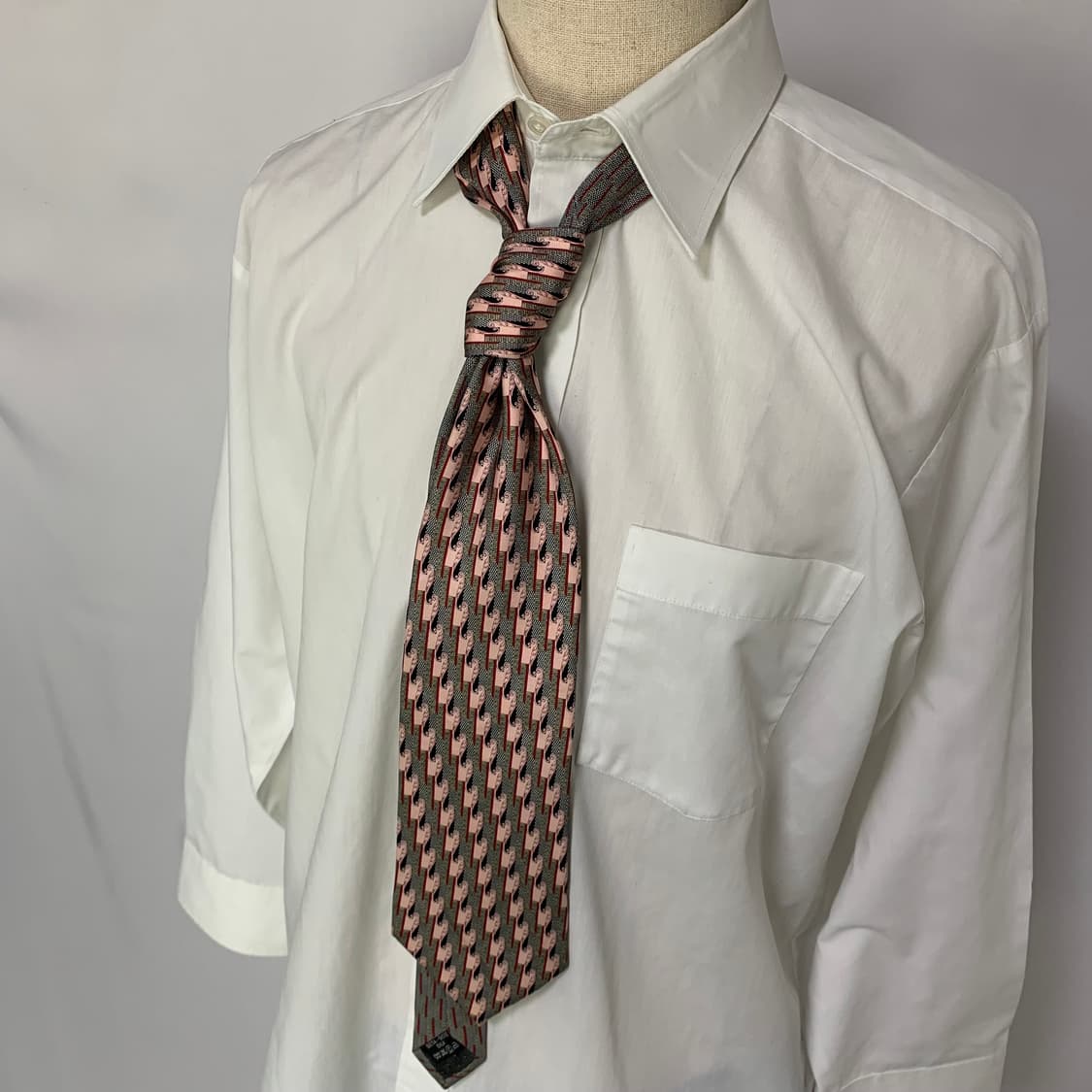 베르사체 메두사 빈티지 패턴 실크 넥타이 핑크 그레이 상품이미지2