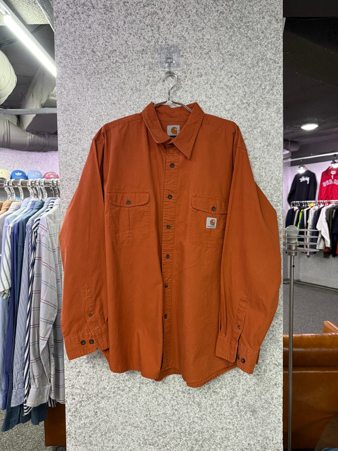 칼하트 빈티지 오렌지 코튼 워크 셔츠 B4699 상품이미지2