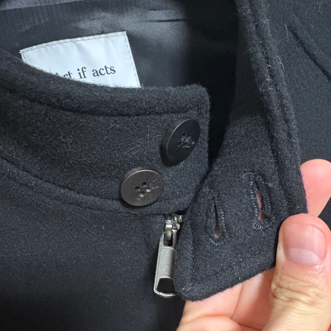 아트이프액츠 울 캐시미어 아티클 해링턴 자켓 / 블랙 L 상품이미지3