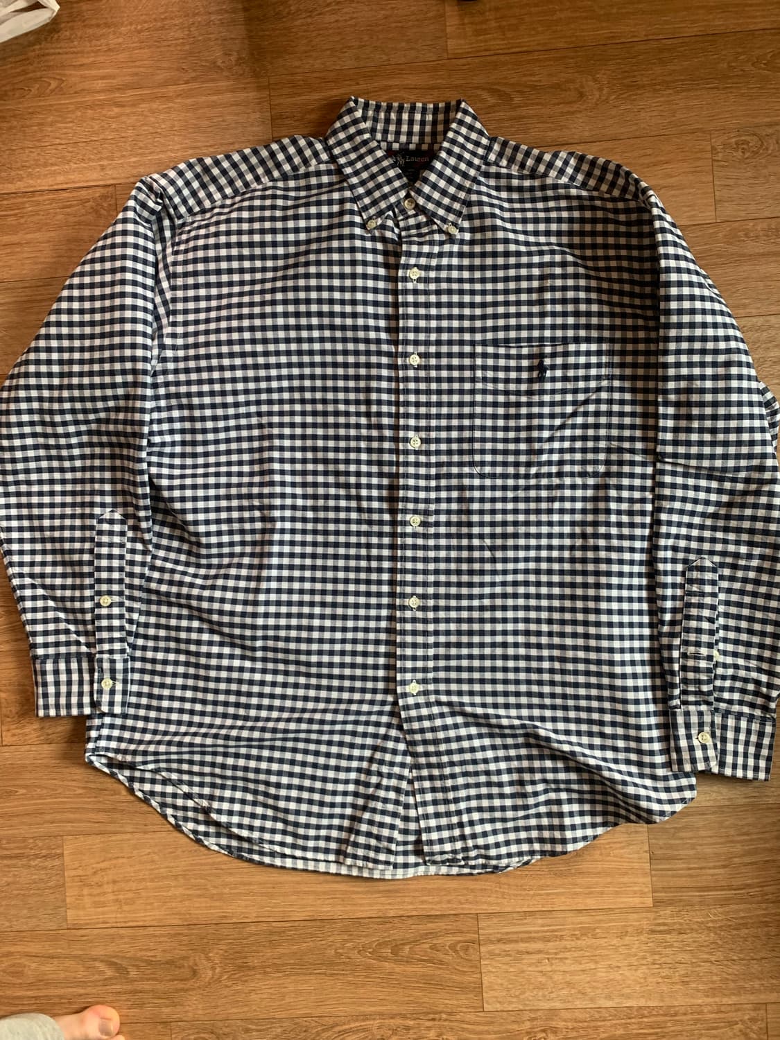 90s 폴로 빅셔츠 깅엄체크 M 상품이미지1