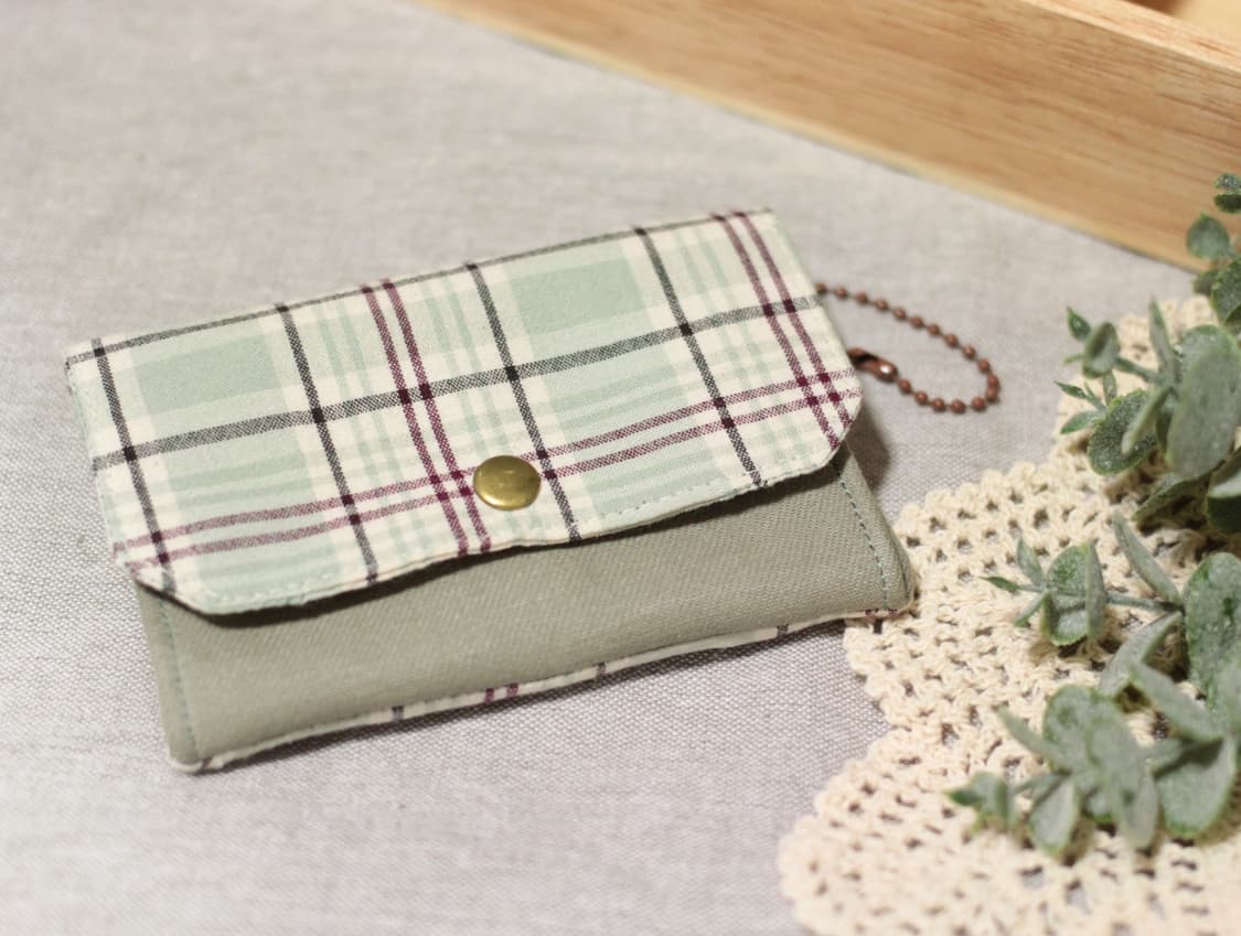 핸드메이드 민트체크 카드지갑  상품이미지1