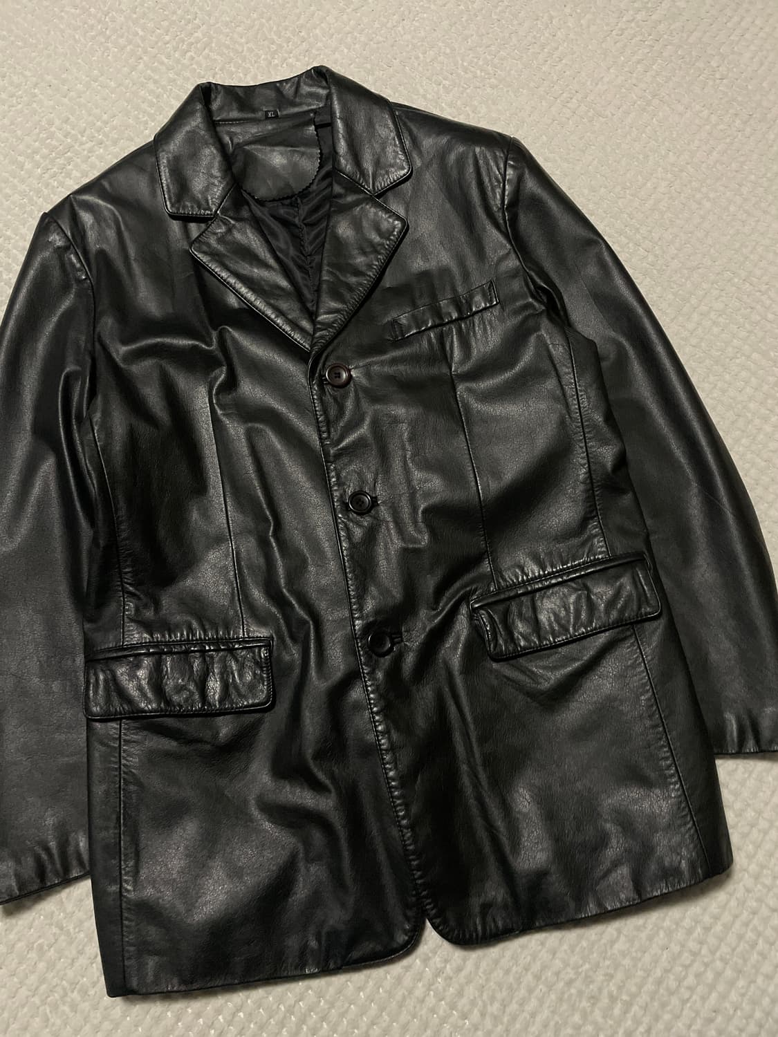 광희시장 웨스턴 무드 3버튼 카우하이드 소가죽 레더 자켓 상품이미지6